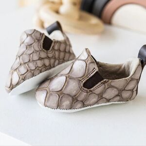Freebird Baby Kicks Stone Croco Leather Shoes Designer Handmade #84